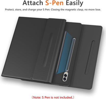 Galaxy Tab S9 FE+/ S9+ /S10+ 12.4 Inch Case with Keyboard, Detachable Bluetooth Keyboard with Pen Holder for Samsung Tab S10+ Plus/S9+ Plus/S9 FE+ Plus/S8+ Plus/S7FE/S7+ Plus 5G 12.4", Black