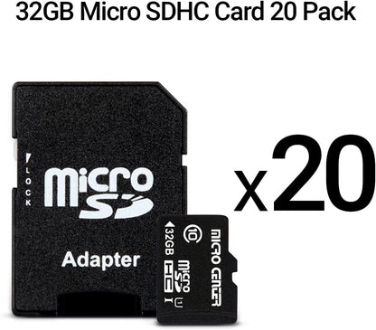 Micro Center 32GB Class 10 Micro SDHC Flash Memory Card 20 Pack with Adapter for Mobile Device Storage Phone, Tablet, Drone & Full HD Video Recording - 80MB/s UHS-I, C10, U1 (20 Pack)