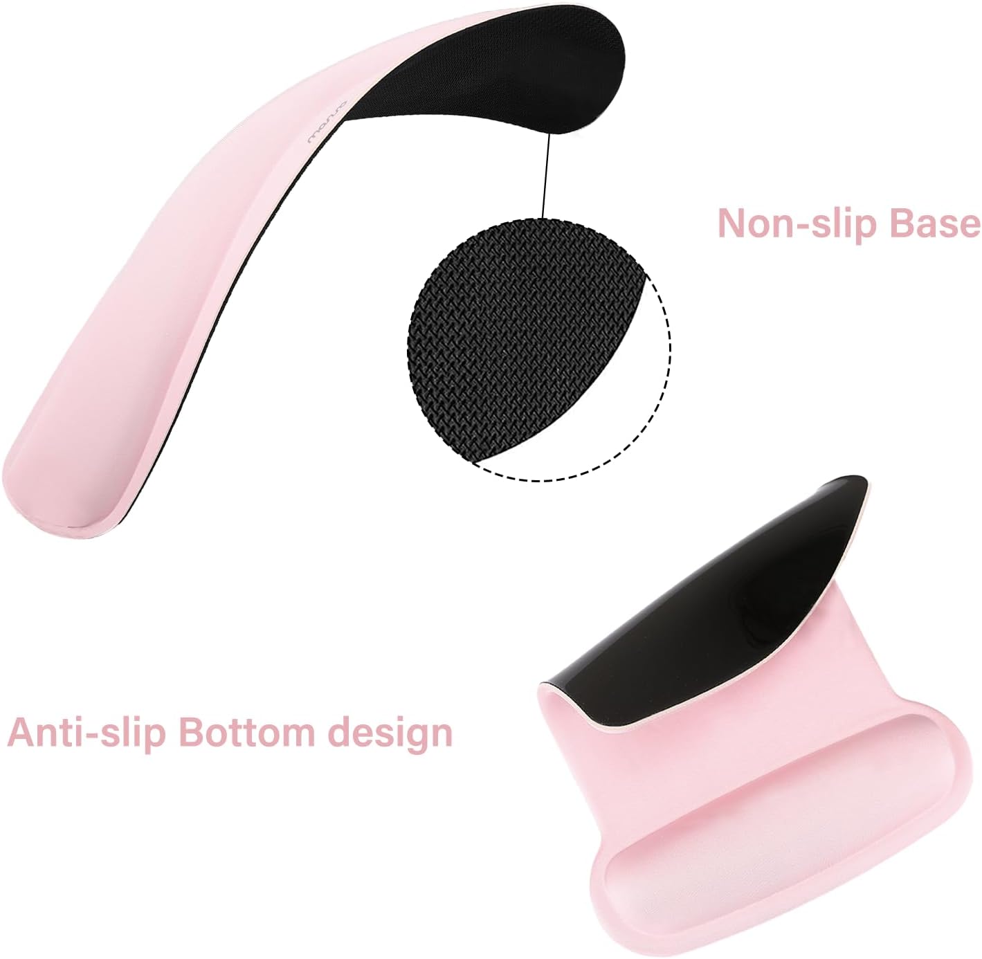 MOSISO Wrist Rest Support for Mouse Pad & Keyboard Set, Ergonomic Mousepad Non-Slip Base Home/Office Pain Relief & Easy Typing Cushion with Neoprene Cloth & Raised Memory Foam, Rose Pink
