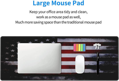 Gaming Mouse Pad American Flag Mouse Mat Non-Slip Rubber Carpet Pad for Computer Keyboard & Gaming Accessories 31.5×11.8 Inches