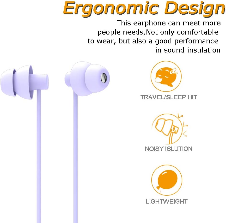 MAXROCK (TM Total Soft Silicon Headphones with Mic Sleep Travel Choice for Cellphones Tablets and 3.5mm Jack (Violet)