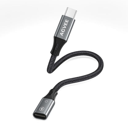 AGVEE 2 Pack 4 inch Lightning Female to USB C Male PD Adapter, 27W Fast Charger Charging Comverter for iPhone 15 16 Plus Pro Max Carplay, Samsung S25 S24 S23 S22, Not for Audio, Dark Gray