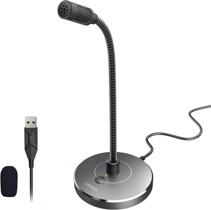 CMTECK USB Computer Microphone G009, Noise-Cancelling Recording Desktop Mic for PC/Laptop for Online Chatting, Home Studio, Podcasting, Gaming, Skype, YouTube with Mute Function(Windows/Mac) (Gray)