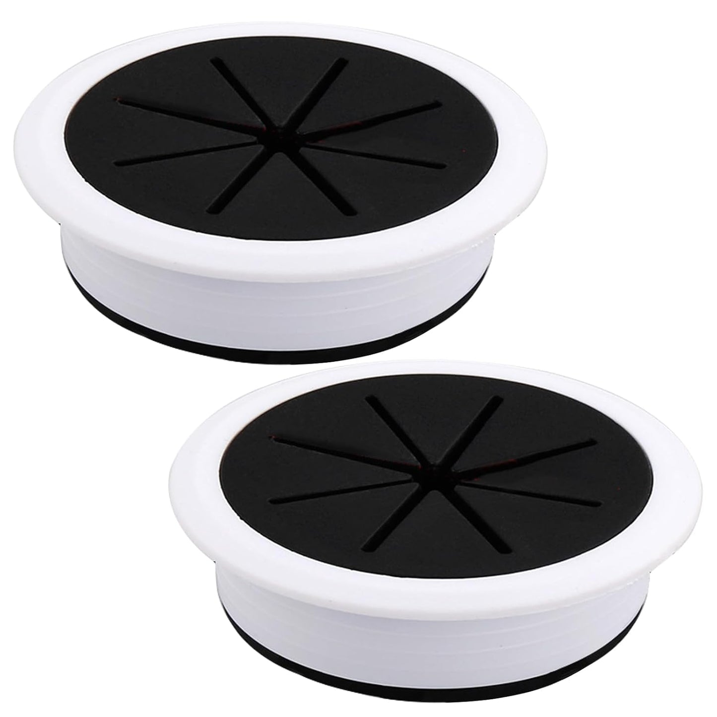 2 Pcs Desk Grommet 2-3/8" / 60 mm, Desk Hole Cover for Cables Black and White, Cable Grommet ABS Plastic, Desk Hole Grommet for Home & Office Pc, Detachable Cable Cord Organizer