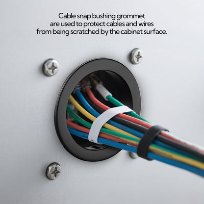 200PCS 1/2" Black Cable Snap Bushing Grommet, Snap in Cord Bushing Protect Cables