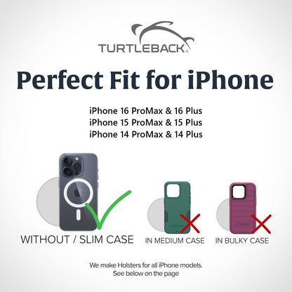 Turtleback Belt Clip for iPhone 16 Pro Max, 15 Pro Max, 14 Pro Max -Small- Fits w/Slim MagSafe Style Cases, Premium Black Nylon, Vertical Belt Holder, Magnetic Closure, HD Rotating Belt Clip