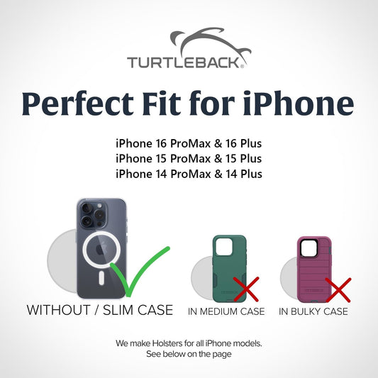 Turtleback Belt Clip for iPhone 16 Pro Max, 15 Pro Max, 14 Pro Max -Small- Fits w/Slim MagSafe Style Cases, Premium Black Nylon, Vertical Belt Holder, Magnetic Closure, HD Rotating Belt Clip