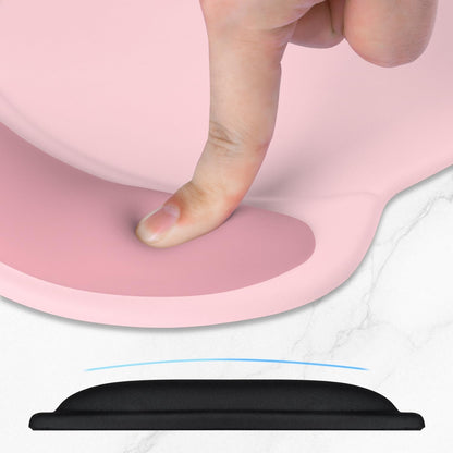 ITNRSIIET Ergonomic Mouse Pad with Comfort Gel Wrist Rest, Non-Slip PU Base, Smooth Textured Surface, Reduces Hand Fatigue & Wrist Pain, 8.7 x 7.2 Inch for Office Gaming Home, Pink Accent