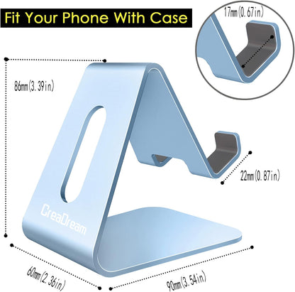 CreaDream Cell Phone Stand, Cradle, Holder, Aluminum Desktop Stand Compatible with Switch, All Smart Phone, iPhone 11 Pro Xs Max Xr X Se 8 7 6 6s Plus SE, Sierra Blue