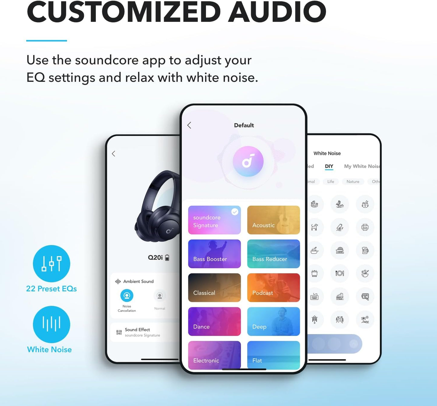 Soundcore by Anker Q20i Hybrid Active Noise Cancelling Headphones, Wireless Over-Ear Bluetooth, 40H Long ANC Playtime, Hi-Res Audio, Big Bass, Customize via an App, Transparency Mode