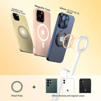 SEAJIC Magnetic Selfie Stick Tripod with Remote,54" Phone Tripod Compatible with MagSafe,Fit for iPhone 12/13/14/15 Series,Magsafe Case and Other Phones with Metal Ring