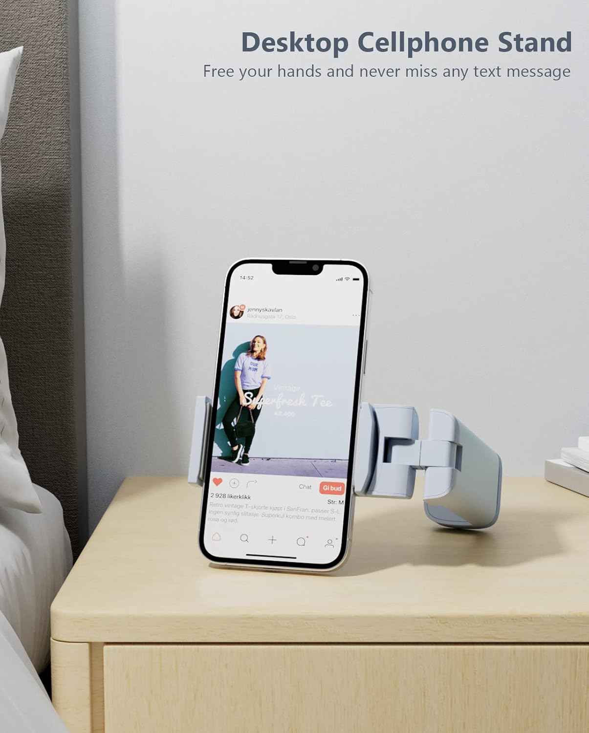 MiiKARE Airplane Travel Essentials Phone Holder, Universal Handsfree Phone Mount for Flying with 360 Degree Rotation, Accessory for Airplane, Travel Must Haves Phone Stand for Desk-Pink&Blue