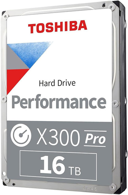 Toshiba X300 PRO 16TB High Workload Performance for Creative Professionals 3.5-Inch Internal Hard Drive – Up to 300 TB/Year Workload Rate CMR SATA 6 GB/s 7200 RPM 512 MB Cache - HDWR51GXZSTB