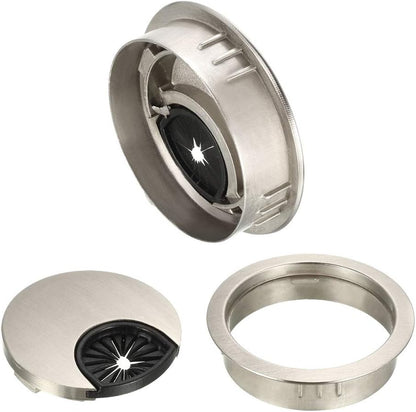 uxcell Cable Hole Cover, 2Inch/50mm Zinc Alloy Desk Wire Cord Cable Grommets Hole Cover for Office PC Desk Cable Cord Organizer, 4Pcs Wire Drawing Silver