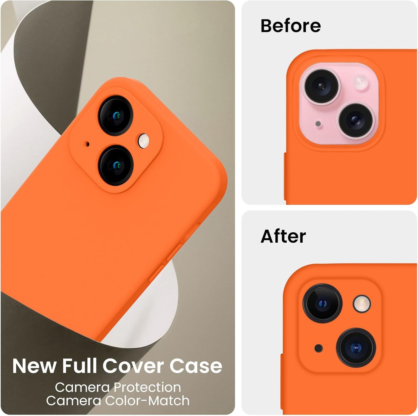 FireNova Designed for iPhone 15 Plus Case, Silicone [Camera Protection] Case with [2 Screen Protectors], Soft Anti-Scratch Microfiber Lining Inside, 6.7 inch, Neon Orange