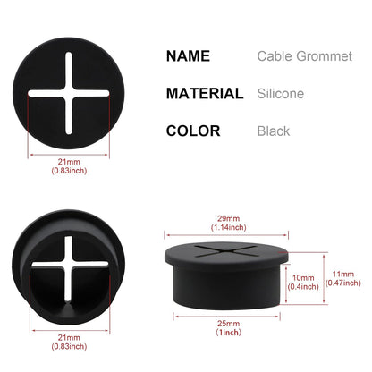 Desk Grommet, 1 Inch Flexible Rubber Grommets, Silicone Cable Cord Grommet Wire Hole Cover for Desk, Table and Other Furnitures(12Pack)