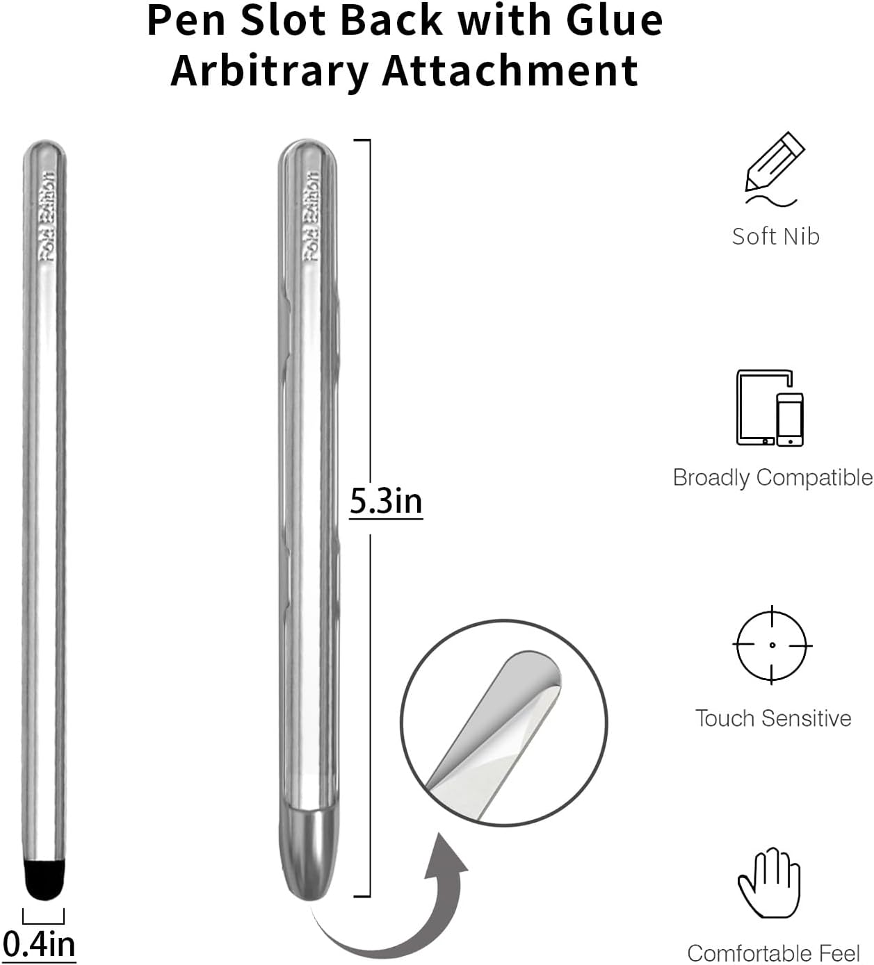 Stylus Pens with Pen Slot for Touch Screens, High Precision Capacitive Universal Stylus for iPad iPhone Tablets Samsung Galaxy All Touch Screen Devices (Silver-Long)