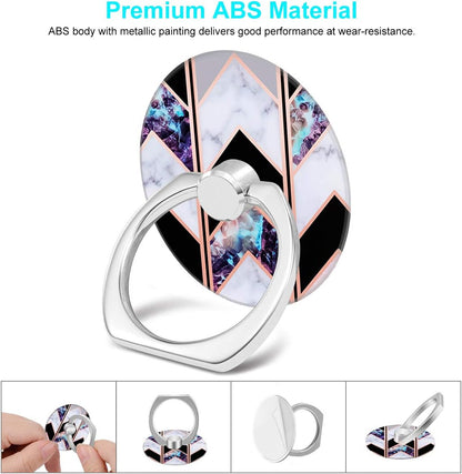 Bonoma Phone Ring Grip, 3 Pack Wave Geometric Marble 360 Degree Rotation 180 Degree Flip Finger Ring Stand Holder Compatible with Smartphones and Tablets