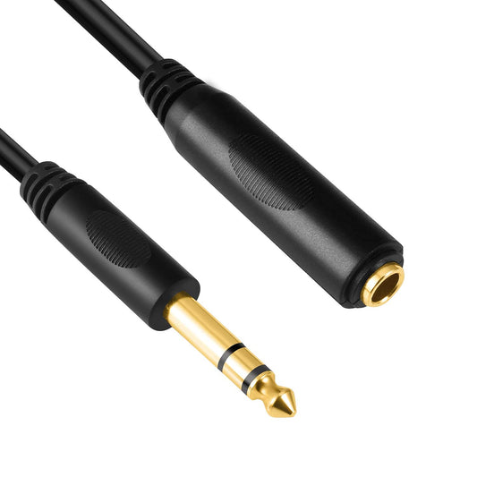 Devinal 6.35mm 1/4" inch TRS Plug Male to 1/4 Female Headphone Guitar Extension Cable Cord, Gold Plated Audio Cable Stereo Extender, 20 feet (6 M)