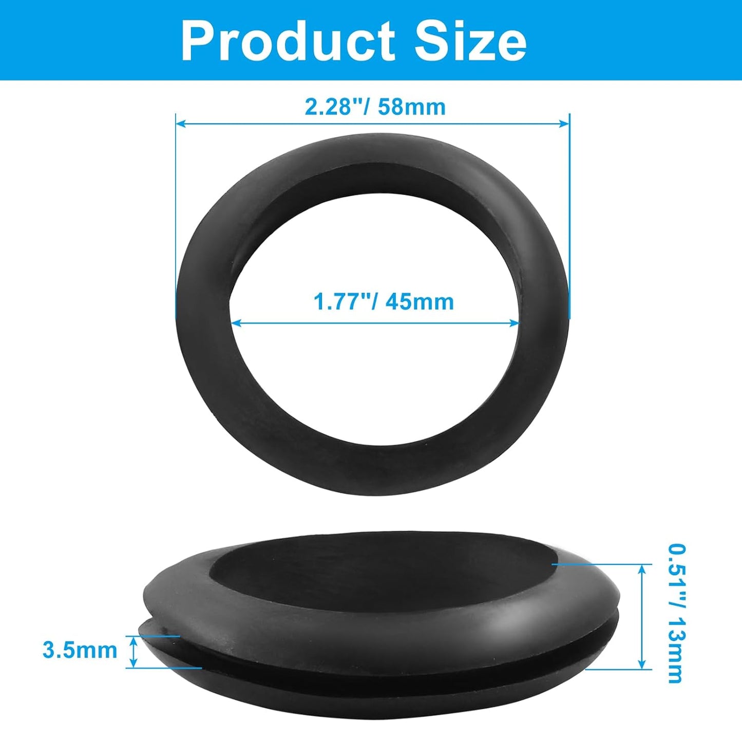 12 Pcs Rubber Grommets, 1-3/4" Inside Diameter 2" Drill Hole Rubber Wire Grommets O Ring Grommets for Wire, Firewall, Cables, Plugs, Automotive