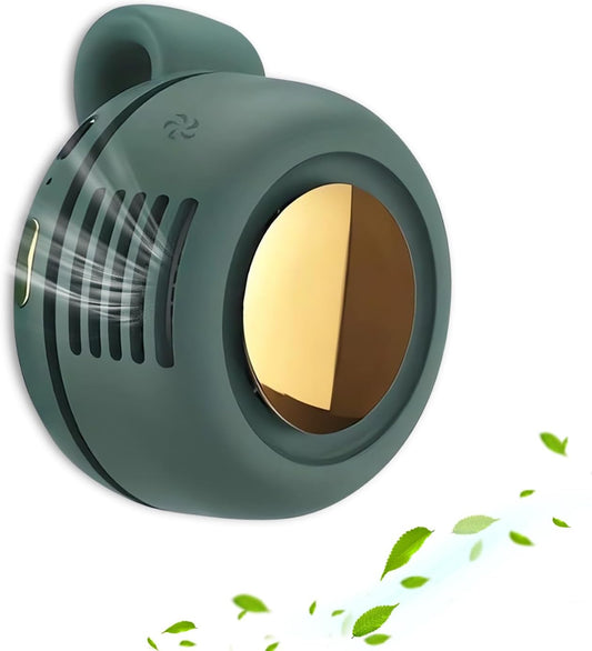 Portable Silent Mini Bladeless Fan Clip on, Portable Silent Mini Bladeless Electric Fan, For Outdoor & Travel & Office, Travel Accessories, Gift, Adjustable 3-Speed (Type-c, Green)