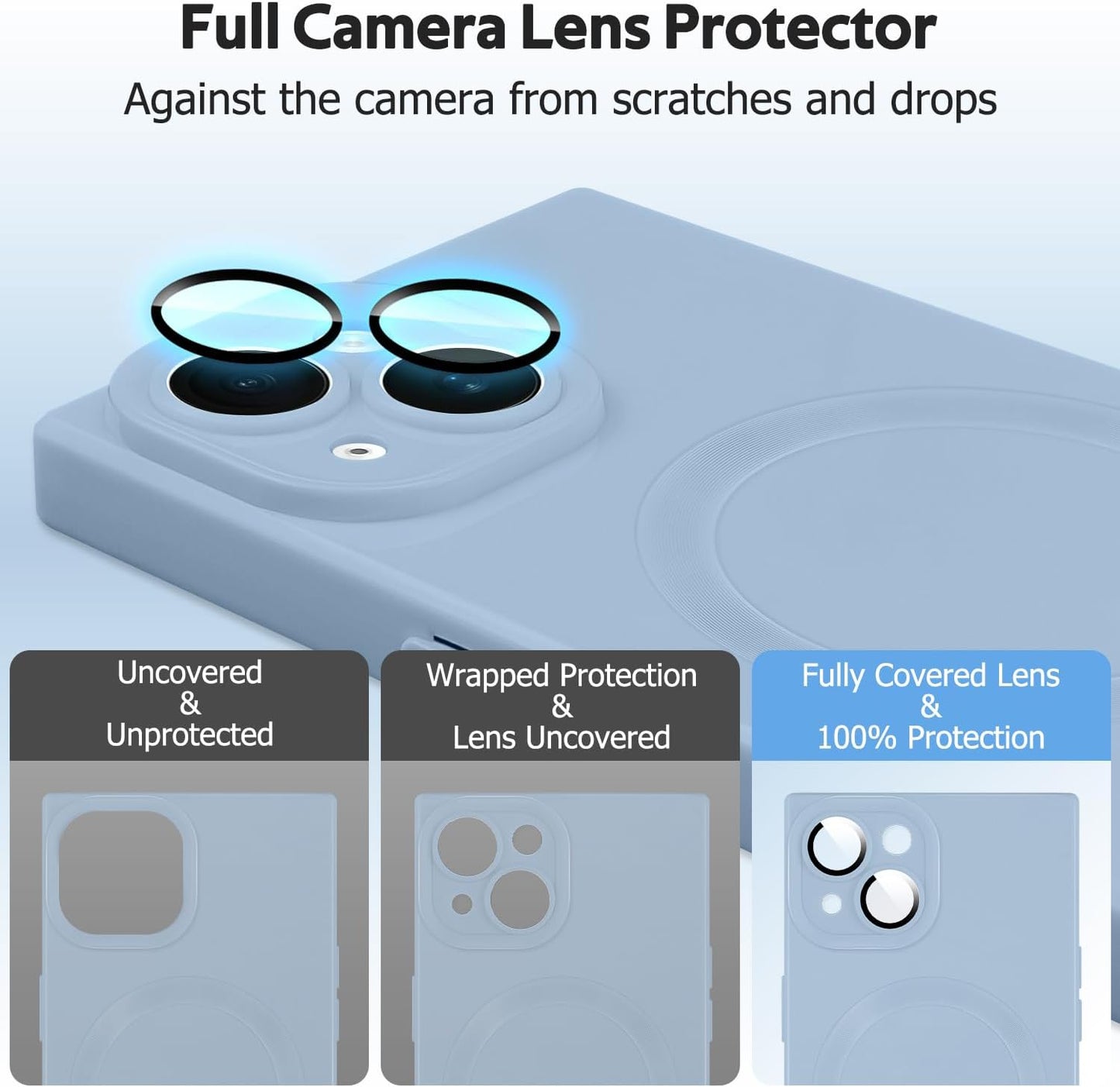 Designed for iPhone 15 Case Compatible with Magsafe Cover Camera Lens Protector Military Grade Protection Shockproof Soft TPU Slim Magnetic Phone Case for iPhone 15 Blue