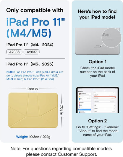 MOFT Dynamic Folio Case for iPad Pro 11- inch (M5 2025 / M4 2024), Silm Magnetic Stand Case with 20+ Viewing Angles, Auto Wake/Sleep, Ultra Thin, Panna Cotta x Faded Jeans