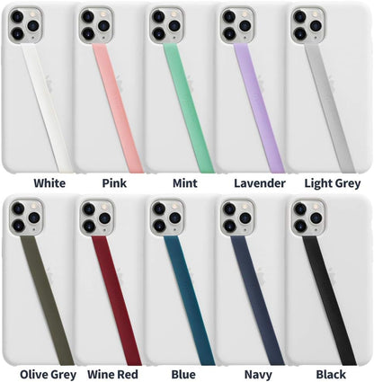 Sinjimoru Stretchable Silicone Phone Strap, Flexible and Elastic Grip Holder for iPhone & Android, Secure Phone Loops Finger Grip with Wireless Charging Support Sinji Loop Grey