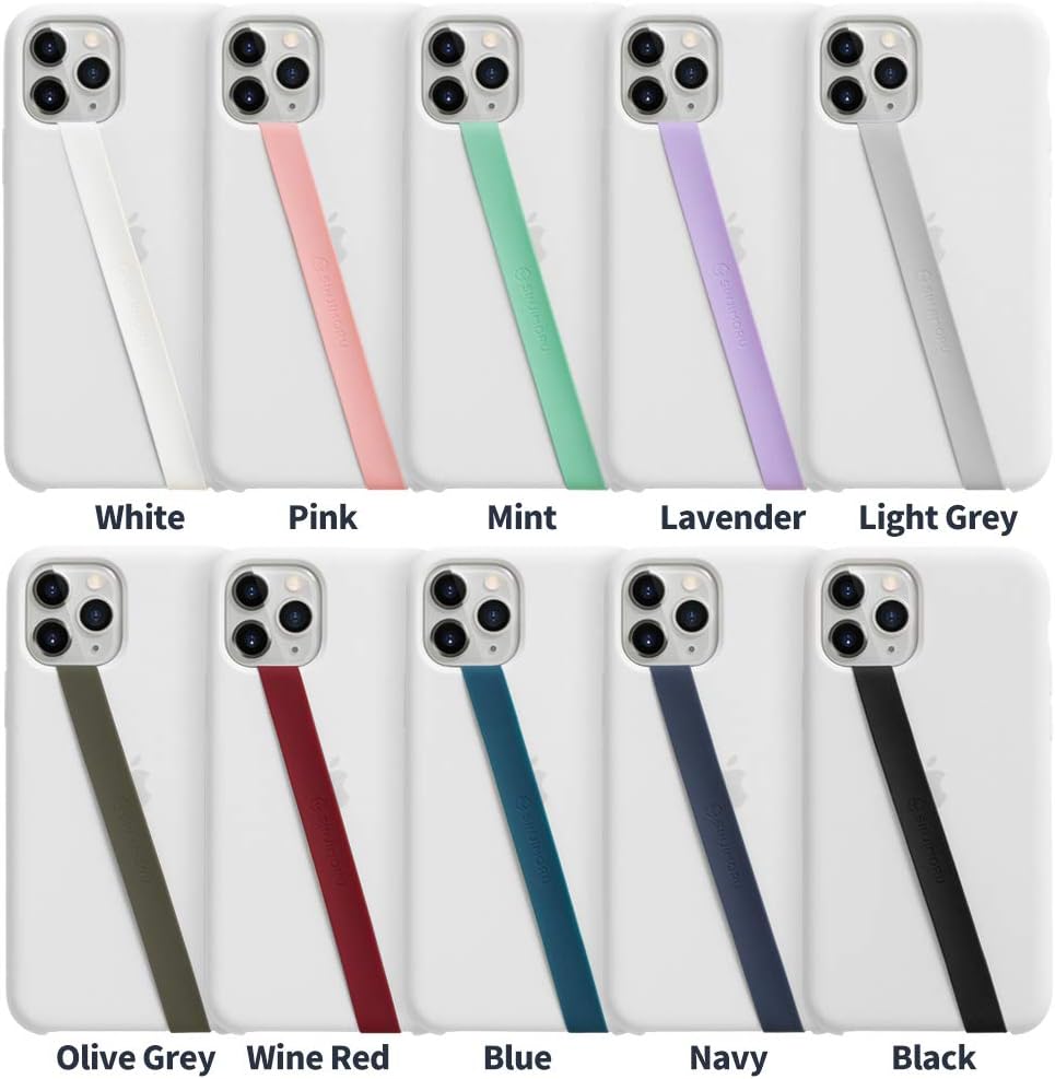 Sinjimoru Stretchable Silicone Phone Strap, Flexible and Elastic Grip Holder for iPhone & Android, Secure Phone Loops Finger Grip with Wireless Charging Support Sinji Loop Olive Grey