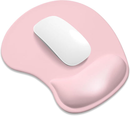 ITNRSIIET Ergonomic Mouse Pad, Cushioned Gel Wrist Rest, Non-Slip Base, Smooth Surface, Compatible with All Mice for Office & Gaming, Desk Accessory, 9.5 x 8.2 inch, Blush Pink