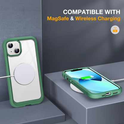Miracase for iPhone 13 Case 6.1'', [Bubble Free] Full-Body Bumper Phone case with Built-in Full Glass Screen,No Gap,Compatible with MagSafe,Green