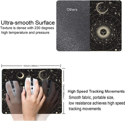 Hokafenle Mouse Pad, Square Personalized Computer Mouse Pads with Planet Design, Washable Mouse Mat, Gaming Office Home Non-Slip Rubber Base Mousepad, Moon and Sun