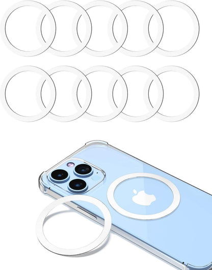 Metal Rings 10PCS,Ultra-Thin(0.4mm) for MagSafe Sticker,Magnetic Adapter,Phone Cases&Wireless Charger,Compatible with iPhone 16/15/14/13,Galaxy S24/S23/S22/Kindle(White 10PCS)