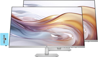 HP Series 5 527sh Monitor (Replaces M27h) 27" 100Hz IPS FHD (1920x1080) 99% sRGB Display, Adjustable Height & Tilt, Flicker Free, Anti-Glare, Black/Silver w/DKZ USB Port Expander (2 Pack)