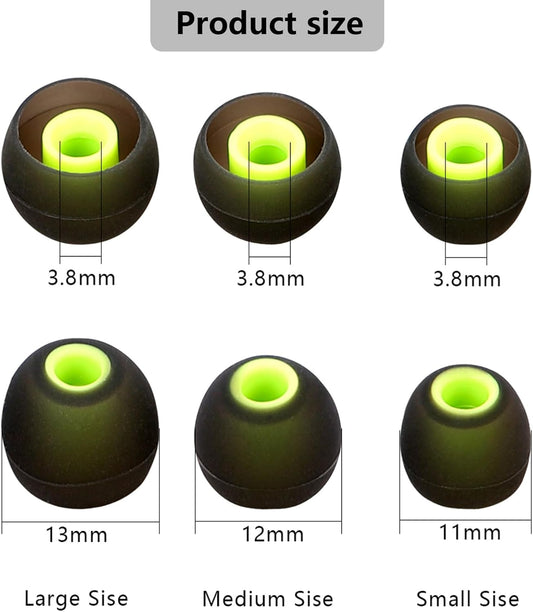 Silicone Replacement Earbud Tips Earbud Covers Ear Tips Fit for in-Ear Headphones (Inner Hole 3.8mm -5.1mm) Earbud Replacement Tips 9 Pairs