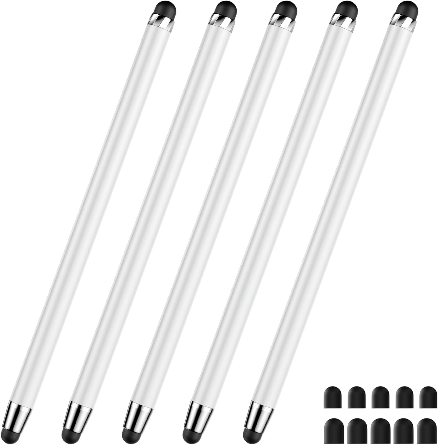 Stylus Pen for Touchscreen,5 PCS Stylus,Stylus 2-in-1 High Sensitivity Precision Suitable for All Touch Screens of iPhone/ipad/Android Tablet(White)