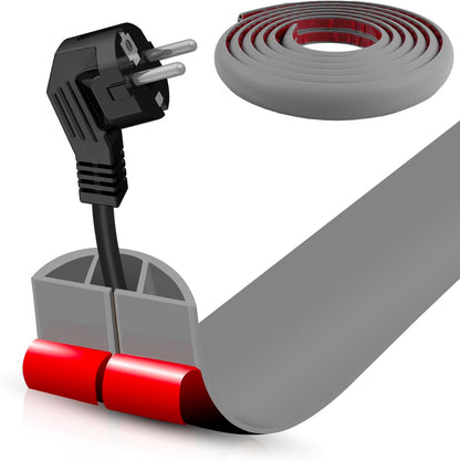 Floor Cord Cover Self Adhesive Cord Hider,20FT Cable Management, Extension Strip Protector for Wires, Prevent Cable Trips for Offices, Gyms, Exhibitions Cavity:0.39"(W) x 0.27"(H) Gray