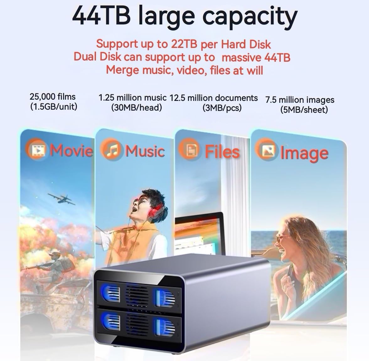 IO Crest 2 Bay Tool Less Tray Hot Swappabe 2.5" 3.5" SATA Non Raid External USB 3.0 Enclosure SY-ENC50124