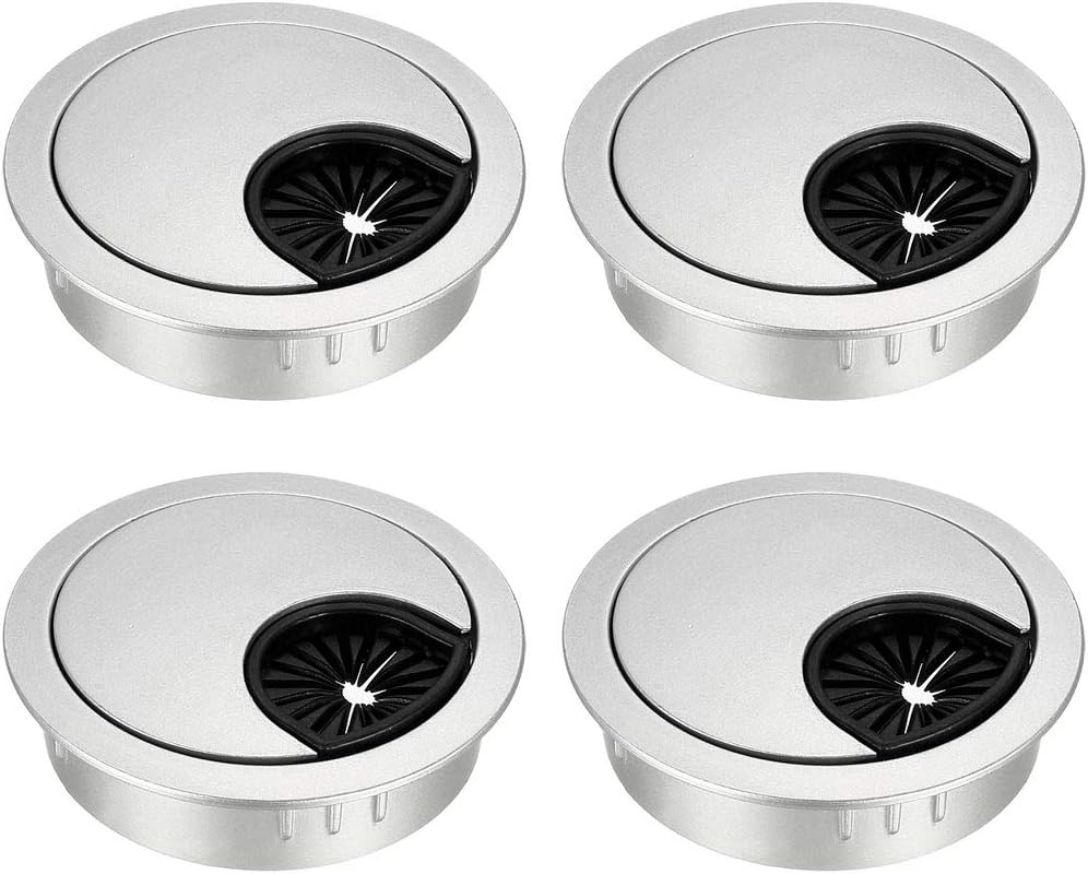 uxcell Cable Hole Cover, 2Inch/50mm Zinc Alloy Desk Wire Cord Cable Grommets Hole Cover for Office PC Desk Cable Cord Organizer, 4Pcs Silver Tone