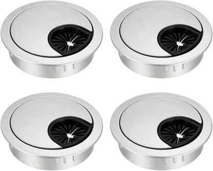 uxcell Cable Hole Cover, 2Inch/50mm Zinc Alloy Desk Wire Cord Cable Grommets Hole Cover for Office PC Desk Cable Cord Organizer, 4Pcs Silver Tone