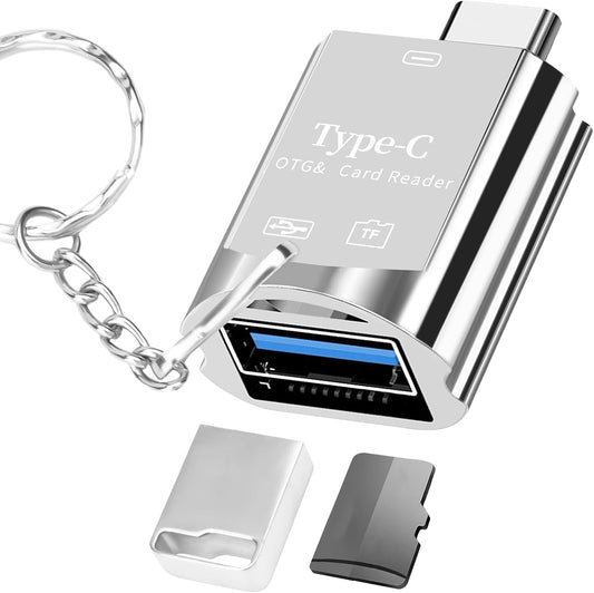 BORLTER CLAMP USB C Micro SD Card Reader,Type C SD Card Reader for iPhone 15,2 in 1 Square Card Reader Adapter with USB Adapter Travel Essentials Camera Viewer,MacBook, Laptops, Tablets, Smartphones.