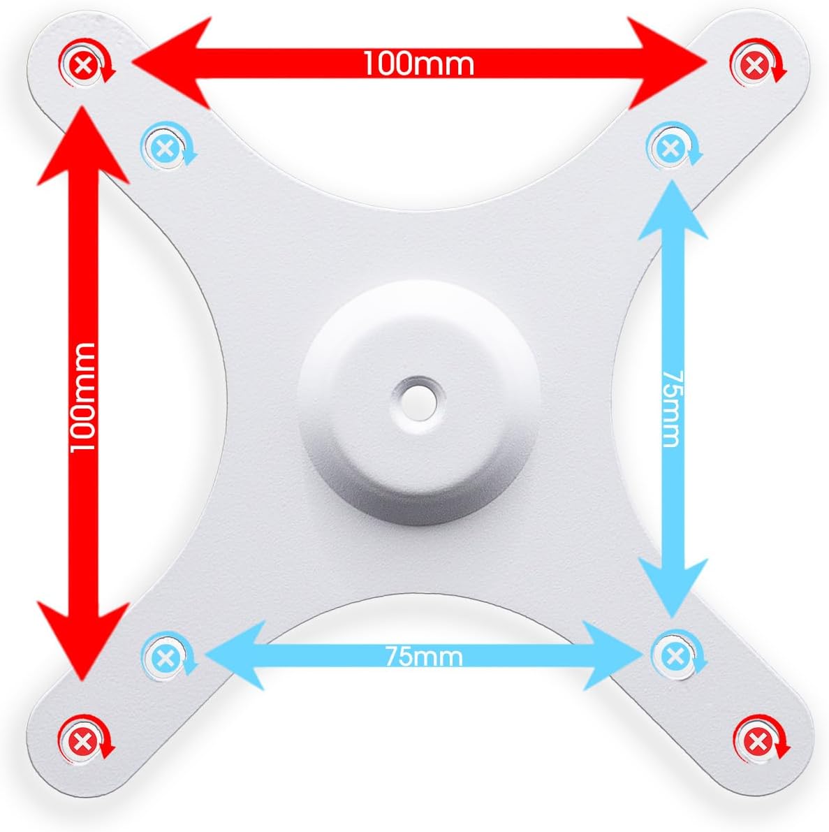 Kado Portable Monitor Mounting Adapter Bracket Plate White, 1/4" Screw Hole to 100x100mm 75x75mm, M4 Screw Set Wall Mount Arm Mount Universal, Tripod Camera Stand for Desktop Monitor Portrait Mode