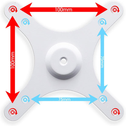 Kado Portable Monitor Mounting Adapter Bracket Plate White, 1/4" Screw Hole to 100x100mm 75x75mm, M4 Screw Set Wall Mount Arm Mount Universal, Tripod Camera Stand for Desktop Monitor Portrait Mode