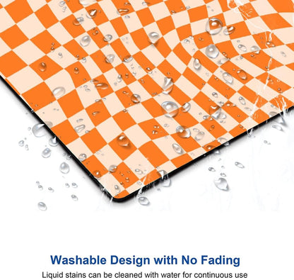 Mouse Pad, Orange Checkered Design Mouse Pad, Washable Square Cloth Mousepad for Office Laptop, Non-Slip Rubber Computer Mouse Pads for Wireless Mouse, Cute Mouse Pads for Desk