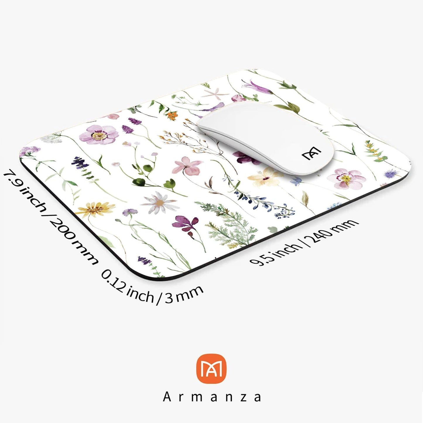 Square Mouse Pad Beautiful Flowers Plants, Personalized Premium-Textured Custom Mouse Mat Design, Washable Mousepad Cloth, Non-Slip Rubber Base Computer Mouse Pads for Wireless Mouse