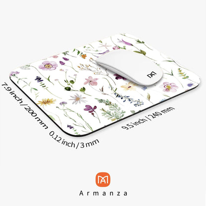Square Mouse Pad Beautiful Flowers Plants, Personalized Premium-Textured Custom Mouse Mat Design, Washable Mousepad Cloth, Non-Slip Rubber Base Computer Mouse Pads for Wireless Mouse