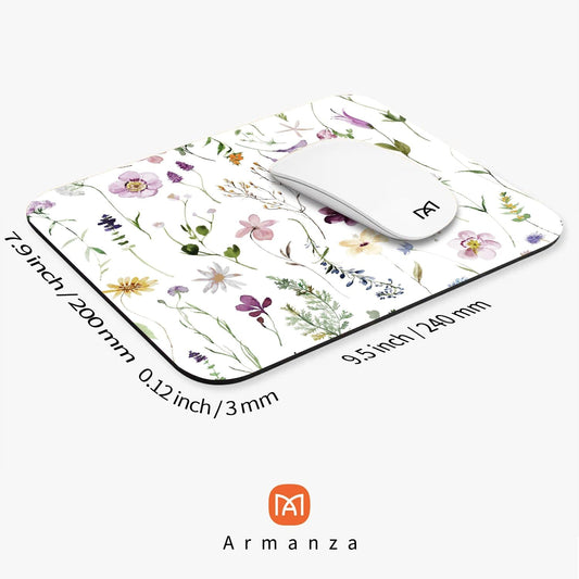 Square Mouse Pad Beautiful Flowers Plants, Personalized Premium-Textured Custom Mouse Mat Design, Washable Mousepad Cloth, Non-Slip Rubber Base Computer Mouse Pads for Wireless Mouse