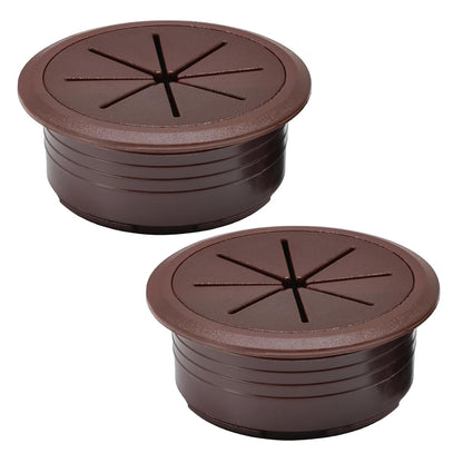 2 Pcs Desk Grommet 2-3/8" / 60 mm, Desk Hole Cover for Cables Coffee, Cable Grommet ABS Plastic, Desk Hole Grommet for Home & Office Pc, Detachable Cable Cord Organizer