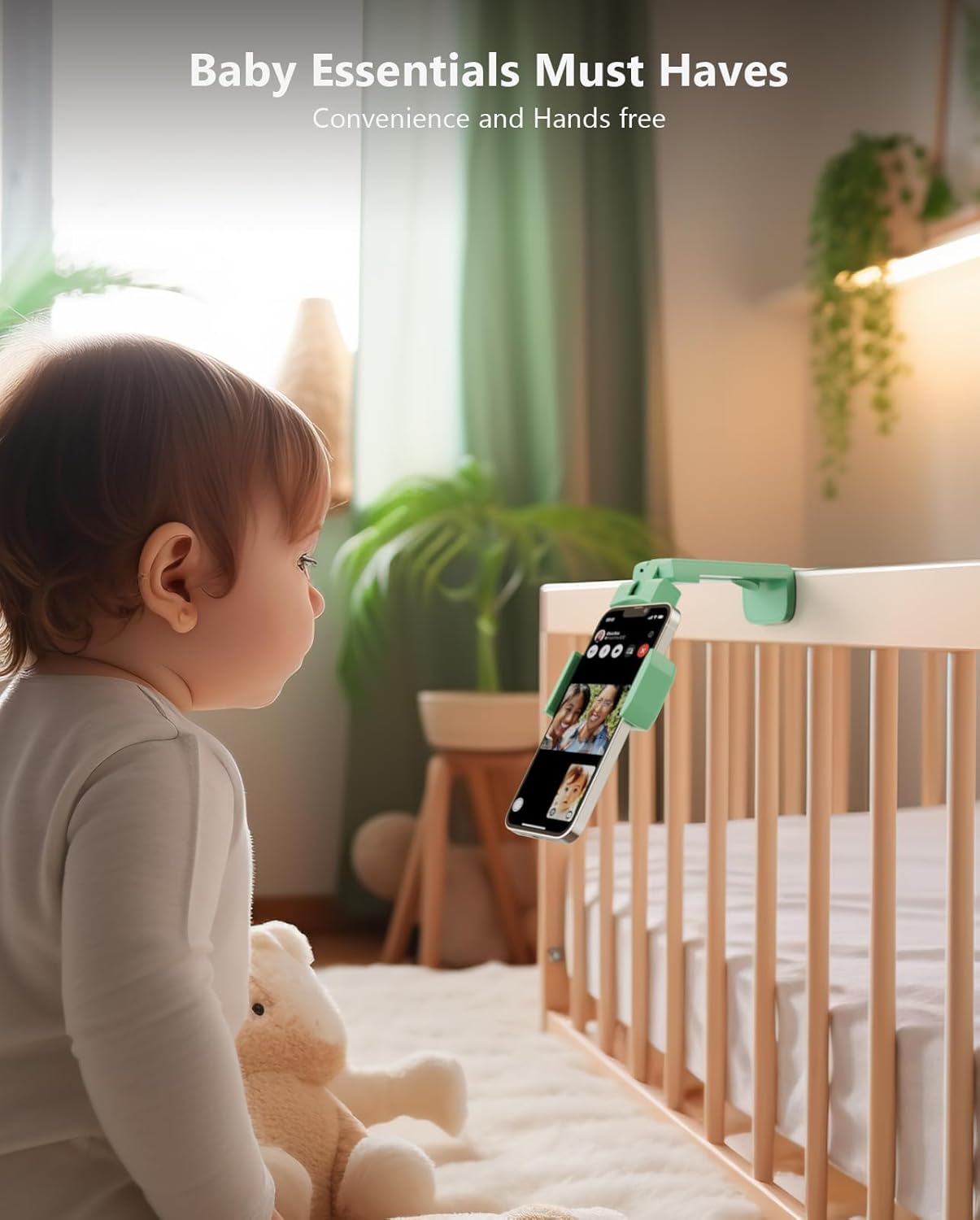 MiiKARE Airplane Travel Essentials Phone Holder, Universal Handsfree Phone Mount for Flying with 360 Degree Rotation, Travel Accessory for Airplane, Travel Must Haves Phone Stand for Desk, Table-Green