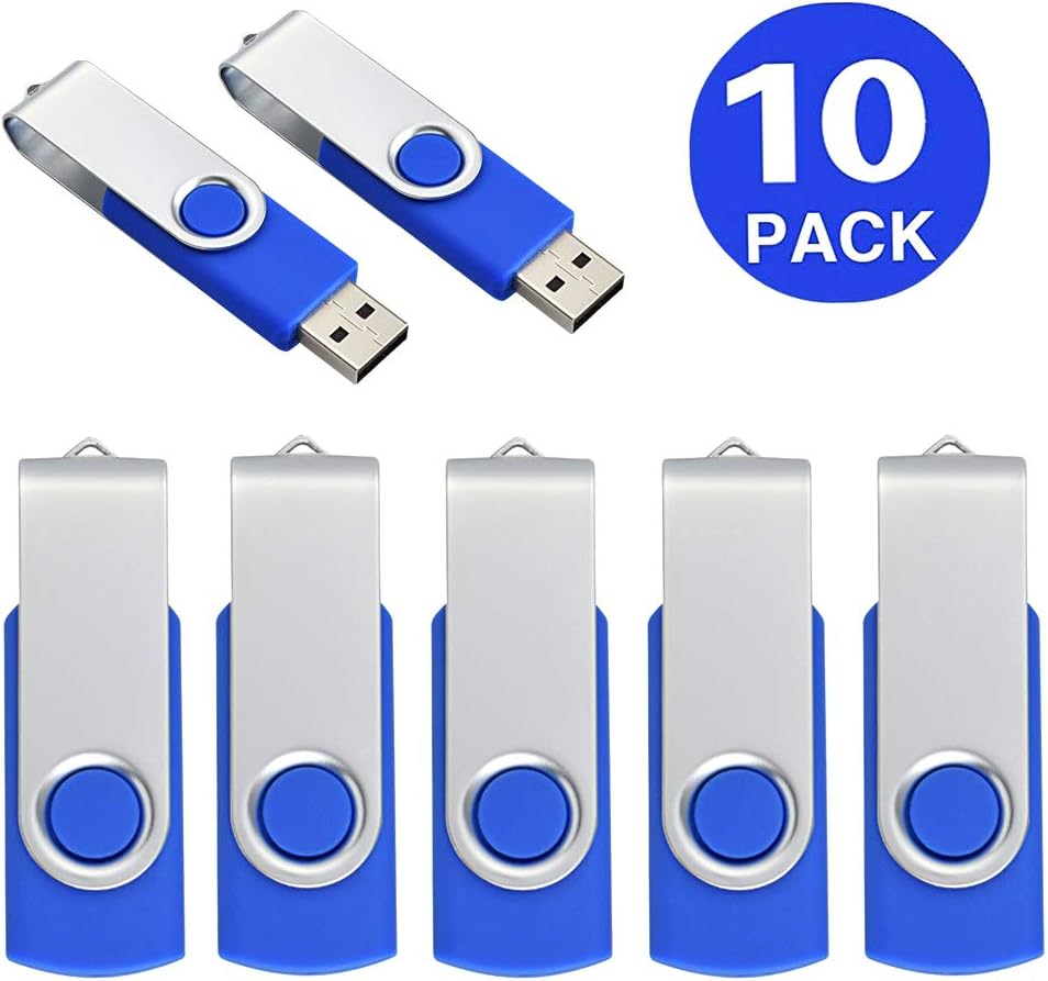 Aiibe 2GB Flash Drive USB Flash Drive Thumb Drives 2G USB 2.0 Memory Stick Wholesale/Lot/Bulk (2GB, 10 Pack, Blue)